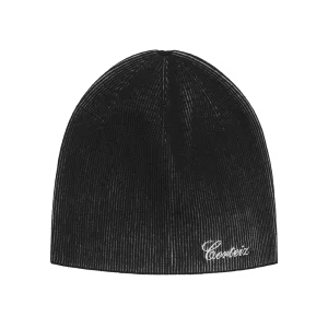 2 TONE RIBBED KNIT BEANIE [BLACK]