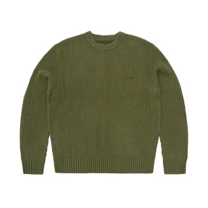 CROCHET APPLIQUE KNIT CREW [KHAKI]