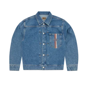 DUAL STRIPE DENIM JACKET [MIDWASH]
