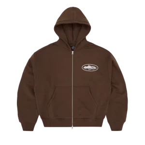 ISLAND PUFF PRINT ZIP HOODIE [BROWN]
