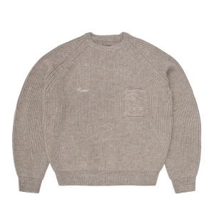 SCRIPT POCKET KNIT SWEATER [OATMEAL]
